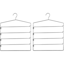 Set van 2x stuks metalen kledinghanger/broekhanger voor 4 broeken 37 x 48 cm - Kledinghangers