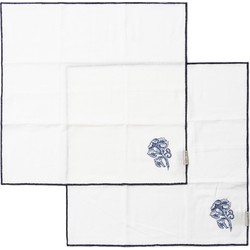 Riviera Maison Textielen Servetten wit met blauw bloem - Floral Island Servet vierkant 50x50 cm