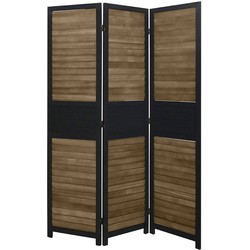 LW Collection LW Collection Kamerscherm 3 panelen hout zwart bruin 170x120cm - paravent - scheidingswand