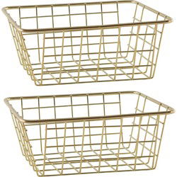 Svenska Living Draadmand - 4x - goudkleurig - 20 x 15 x 8 cm - opbergmand - Opbergmanden