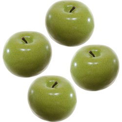 Kunstfruit decofruit - 4x - appel/appels - ongeveer 6 cm - groen - Kunstbloemen
