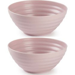 Set van 4x kommetjes/schaaltjes - Dessert/ontbijt - Kunststof - D14 cm - Oudroze - Kommetjes