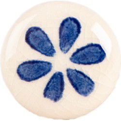 Clayre & Eef Deurknop Ø 3x3 cm Beige Blauw Keramiek