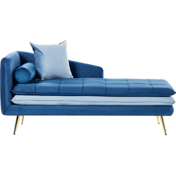 Beliani GONESSE - Chaise longue-Blauw-Fluweel