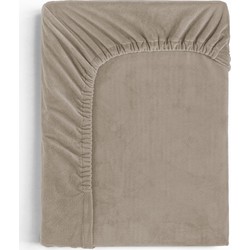 Sleeptime Velvet Hoeslaken Taupe-Lits-jumeaux (160x200 cm)