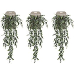 3x Groene Eucalyptus kunstplanten hangende tak 75 cm - Kunstplanten
