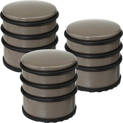 5x Stuks ronde deurstopper taupe 7 x 7,5 cm van metaal - Deurstoppers