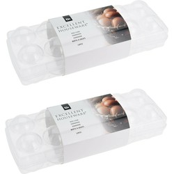 Excellent Houseware Eierdoos - 2x - 32 x 12 x 11 cm - kunststof - voor 12 eieren - Vershoudbakjes