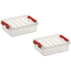 2x stuks kunststof stapelbare opbergbaken 1 liter 20 x 15 x 6 cm - Opbergbox