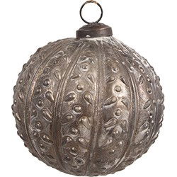 Clayre & Eef Kerstbal Zilverkleurig Bruin Glas