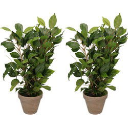 2x Groene ficus kunstplanten 40 cm - Kunstplanten