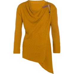 Knit Factory Emy Gebreid Dames Vest - Oker - 40/42 - Inclusief sierspeld