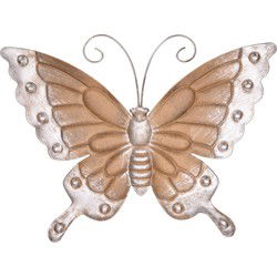 Tuindecoratie vlinder - metaal - lichtbruin - 29 x 24 cm - Tuinbeelden