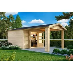 Karibu tuinhuis Theres 3 met overkapping, 484 x 240 cm