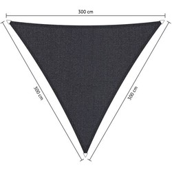 Compleet pakket: Shadow Comfort driehoek 3x3x3m Carbon Black met RVS Bevestigingsset en Buitendoekreiniger