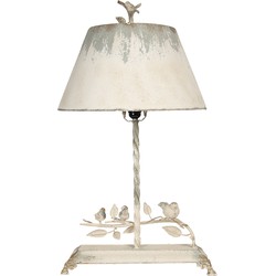 Clayre & Eef Tafellamp  44x43x75 cm  Wit Grijs Ijzer Rond Bladeren Bureaulamp