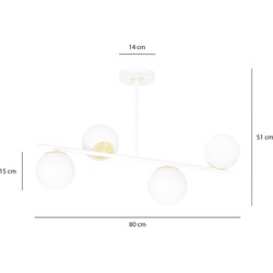 Struer goud en witte 4 lamp hanglamp met melkwitte bollen E14