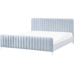 LUNAN - Tweepersoonsbed - Lichtblauw - 180 x 200 cm - Fluweel