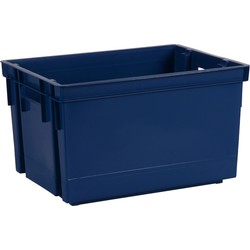 EDA Opbergbox/opbergkrat 20 L - blauw - kunststof - 39 x 29 x 23 - stapelbaar/nestbaar - Opbergbox