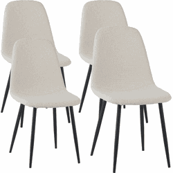 Set van 4 Scandinavische Eetkamerstoelen Crème Bouclé Stof Swift - Zonder Armleuningen