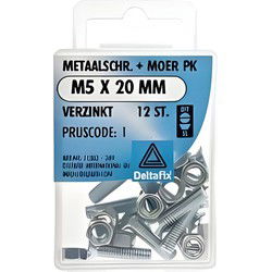 M.schroef moer pk m5x20mm 12st