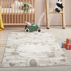 Tapijtenloods Mara Poesje Vloerkleed Kinderkamer Creme Laagpolig Tapijt- 120x160 CM