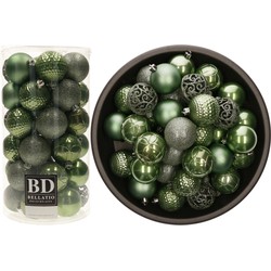 Bellatio Decorations Kerstballen - 74x st - salie groen - D6 cm - Kerstbal