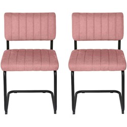 Feel Furniture - Luxe Rib stoel - Lichtrood - 2 stuks