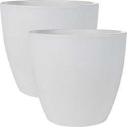 Ter Steege Bloempot - 2x - wit - Scandinavische look - 20 x 19 cm - Plantenpotten