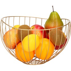 Metalen fruitmand/fruitschaal goud rond 26 x 17 x 24 cm - Fruitschalen