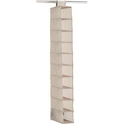 Zeller kast organiser - hangend - 10 vakken - 15 x 30 x 129 cm - beige - Opbergmanden