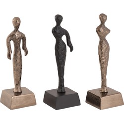 PTMD Deco Object Zhaell - 8x7x23 cm - Aluminium - Zwart - Set van 3