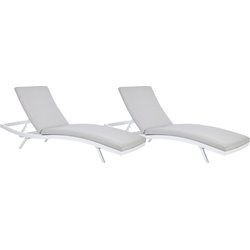 AMELIA - Ligstoel set van 2 - Lichtgrijs - Olefine