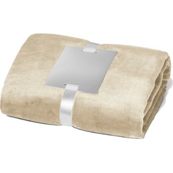 Fleece deken/plaid beige 240 grams polyester 120 x 150 cm - Plaids