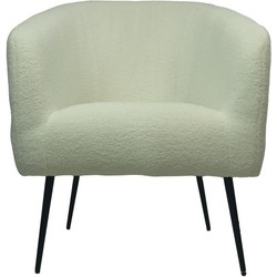 HSM Collection-Fauteuil Bouclé-77x68x83-Wit/Zwart-Stof/Metaal