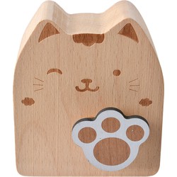 Clayre & Eef Muziekdoos Kat 7x4x8 cm Bruin Hout