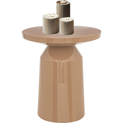 MISOU Bijzettafel  - Rond - Koffietafel - Modern - Organisch - Beige - Glans - 38cm - Metaal - SERENA