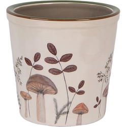 Clayre & Eef Bloempot Ø 17x16 cm Beige Keramiek Paddenstoelen
