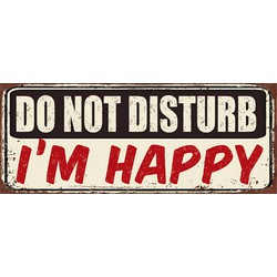 Clayre & Eef Tekstbord  50x20 cm Rood Wit Ijzer Do not Disturb I'm Happy Wandbord