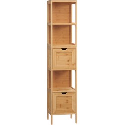 4goodz Bamboe Badkamerkast - Kolomkast 2 lades en plank 140 cm - Bruin