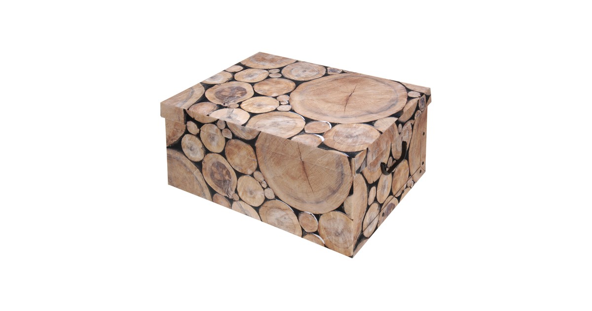Opbergdoos/opberg box van karton met boomstam print bruin 37 x 30 x 16 cm - Opbergbox