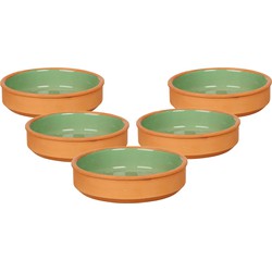 Set 12x tapas/creme brulee serveer schaaltjes terracotta/groen 16x4 cm - Snack en tapasschalen