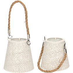 2x stuks solar hanglamp wit metaal voor buiten 12 cm - Buitenverlichting