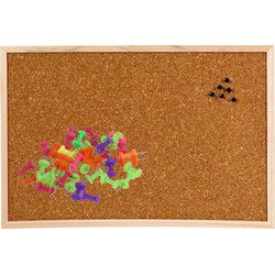 Prikbord van kurk - 58 x 39 cm - met 40x gekleurde punt punaises- memobord - Prikborden