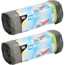 Papstar afvalzakken/vuilniszakken - 40x stuks - 60 liter - zwart - Vuilniszakken