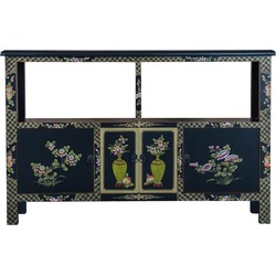 Fine Asianliving Chinees Dressoir Zwart Handbeschilderd B140xD33xH90cm