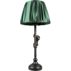 Clayre & Eef Tafellamp  Ø 25x55 cm  Bruin Groen Kunststof Aap Bureaulamp