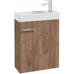 Badplaats Toiletmeubel Keno 50 x 23 cm - Bruin Eiken - Fonteinmeubel met Wastafel