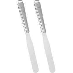 5Five Keukengerei bakspatel/bakspaan - 2x - zilver rvs - 29 cm - Bakspanen