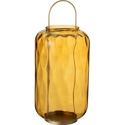 Lantaarn | glas | geel | 20x20x (h)45 cm